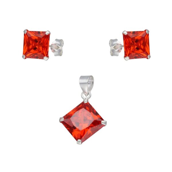 Conjunto Circón Granate Naranja