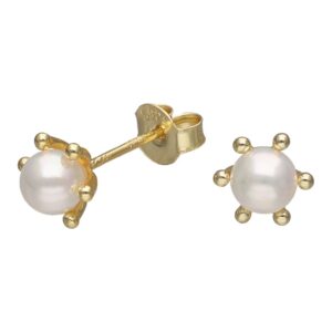Aro Pistilo con Perla 5 mm bañado de oro 18 K