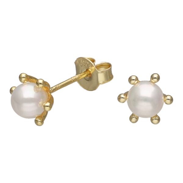 Aro Pistilo con Perla 5 mm bañado de oro 18 K