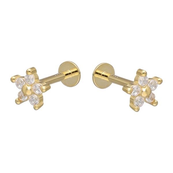 Piercing Flat Flor Circones Aros baño de oro 18 K