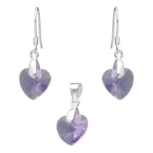 Conjunto Corazón Hecho con Cristal Swarovski Lila