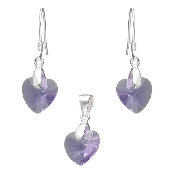 Conjunto Corazón Hecho con Cristal Swarovski Lila