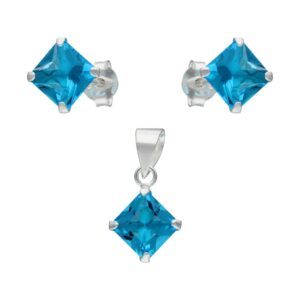 Conjunto Rombo Circón Agua Marina