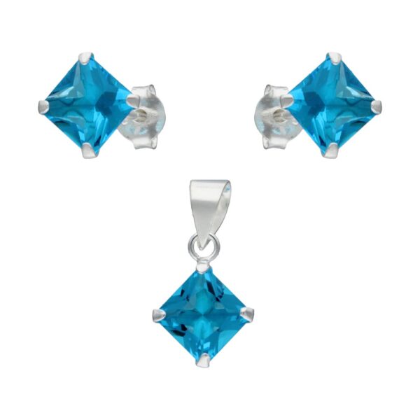 Conjunto Rombo Circón Agua Marina