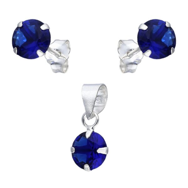 Conjunto Circón Zafiro 6 mm