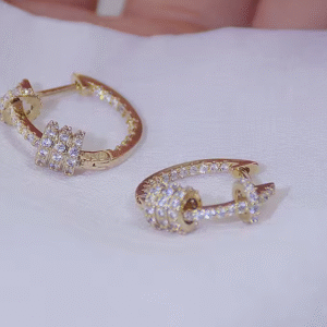 Pendiente de circonia cúbica chapado en oro de 14k,