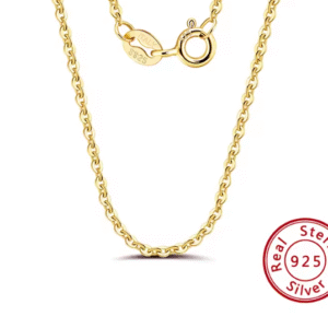 Cadena Plata de Ley 925 cadena de eslabones bañada en oro 14k