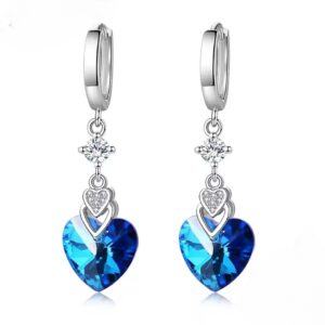 Pendientes de plata de ley 925, pendientes de circón Azul