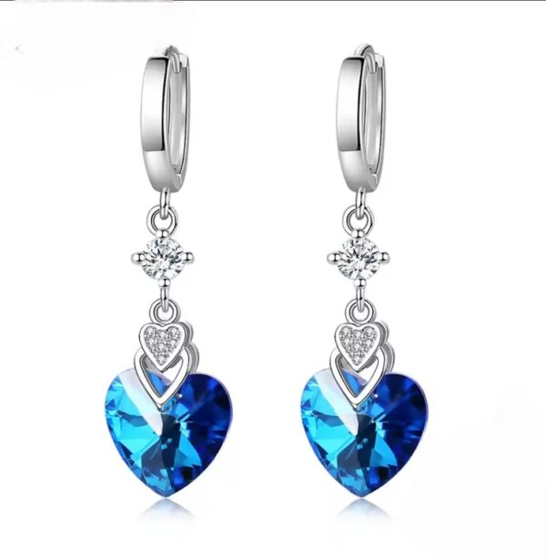 Pendientes de plata de ley 925, pendientes de circón Azul