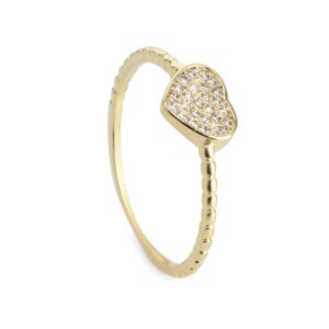 Anillo Enchapado en Oro con Placa de Corazón y Circones
