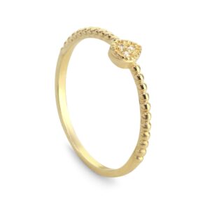 Anillo Enchapado en Oro con Placa de Gota y Circones