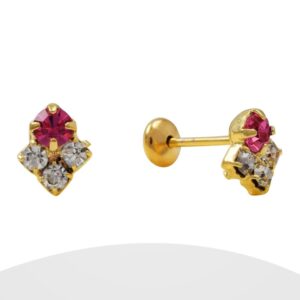 Aro circones con tope bebe Baño de oro Rosado 18k