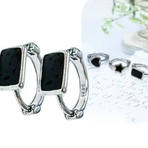Pendientes de plata de ley 925 con aguja de circonita negra