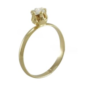Anillo canasto circón baño de oro rosado 18k