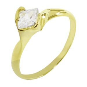Anillo circón baño de oro amarillo 18k