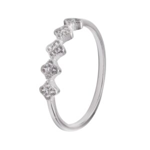 Anillo con rombos y micro circones color cristal Plata