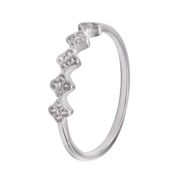 Anillo con rombos y micro circones color cristal Plata