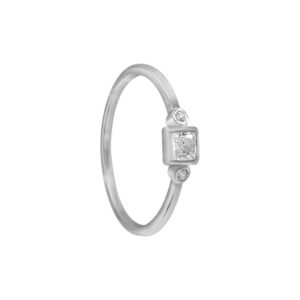 Anillo diseño circón cuadrado con dos punto de luz plata 925