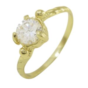 Anillo circón baño de oro amarillo 18k