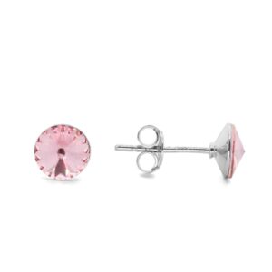 Aros de Plata 925 con Swarovski Cristal Rosa