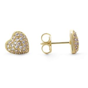 Aros Enchapados en Oro Corazón con Serie de Circone