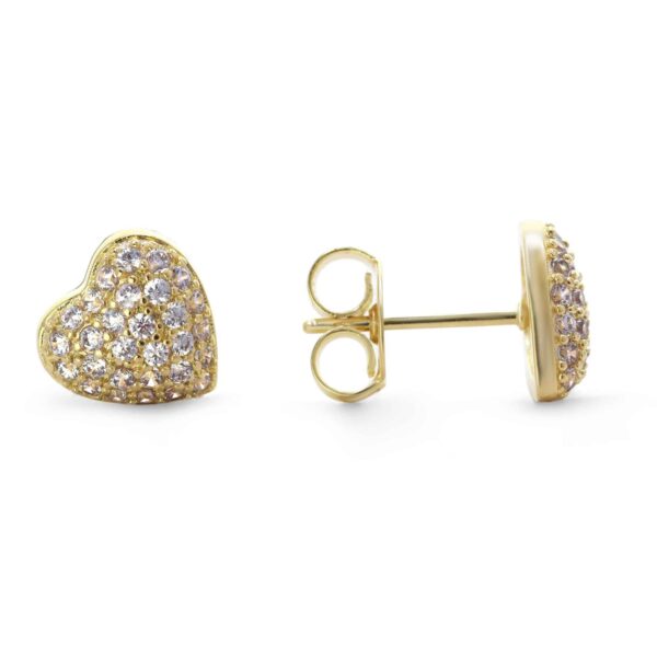 Aros Enchapados en Oro Corazón con Serie de Circone