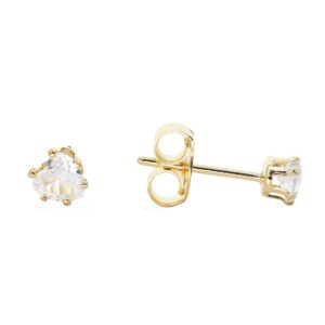 Aros Enchapados en Oro con Corazones de Circón