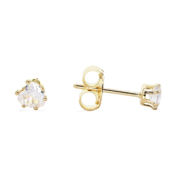 Aros Enchapados en Oro con Corazones de Circón