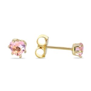 Aros Enchapados en Oro con Diseño de Corazón de Circón Rosa