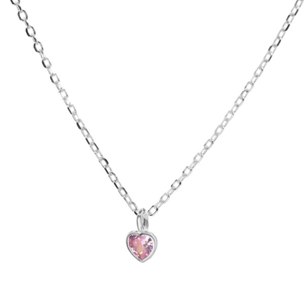 Collar de Plata 925 Diseño Corazón Circón Rosa