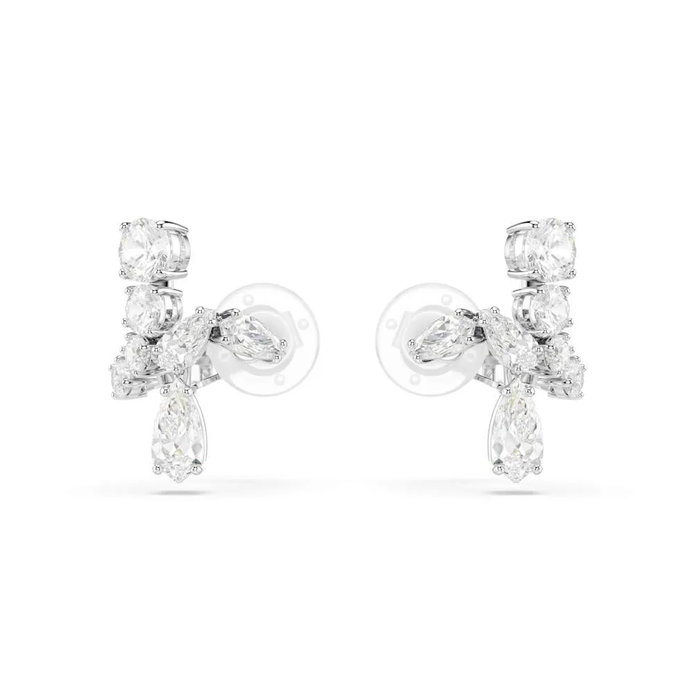 Pendientes de clip Matrix, Tallas mixtas, Blancos, Acabado en rodio