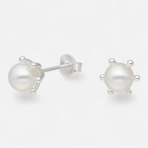Aros de plata 925 con perla diseño corona