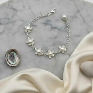 Pulsera de plata italiana de perla de rio
